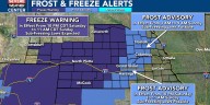Frost and freeze alerts in place early Sunday morning