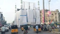 Mosques covered ahead of Durga Idol immersion in Hyderabad