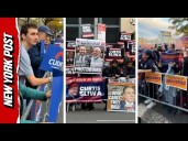 Supporters For Each NYC Mayoral Candidate Rally Outside Before Final Debate: Watch