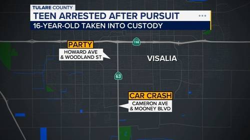 Teen arrested after crashing truck during pursuit in Visalia, police say