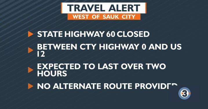 Crash closes WIS 60 EB/WB west of Sauk City