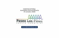 Convocatoria: Asamblea Extraordinaria de Propietarios Paseo Los Pinos Centro Comercial fecha viernes 31 octubre 2025