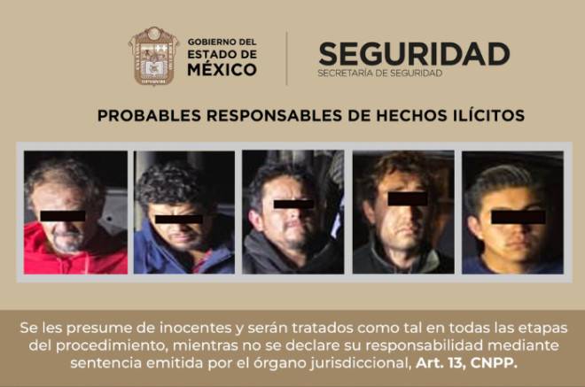 Detienen a cinco por robo y droga en operativo conjunto en Edoméx