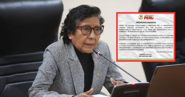 Lucinda Vásquez: Juntos por el Perú asegura que "suspenderán sus derechos" en la bancada durante investigación