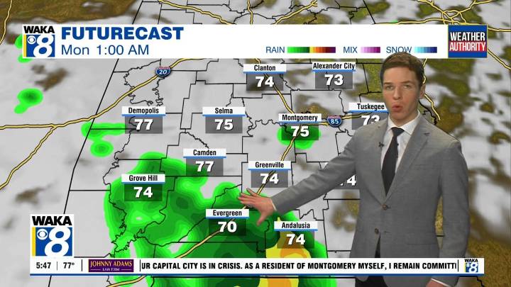 Warm despite some clouds, scattered showers through Wednesday