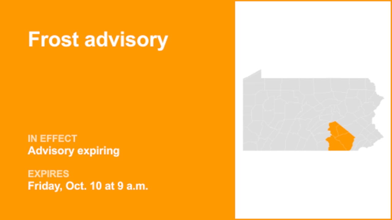 Update: The current frost advisory for Central Pa. will be expiring at 9 a.m.
