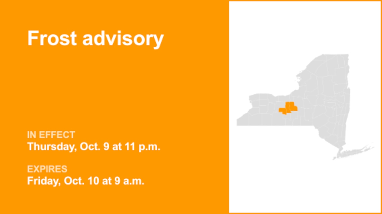 Seneca and Cayuga counties placed under a frost advisory until Friday morning