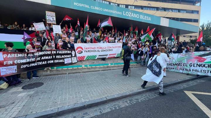 Centenares de personas se manifiestan este miércoles en Zaragoza en apoyo al pueblo palestino
