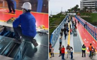 Trabajadores realizan mantenimiento al Puente de la Paz tras detectarse fallos: ''¡Qué miedo pasar por ahí!''