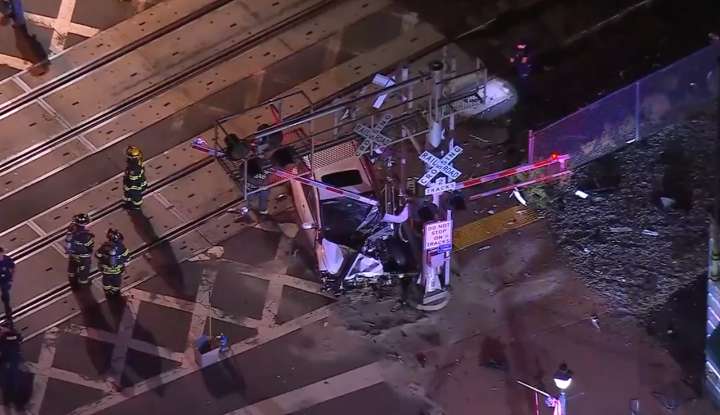 Driver injured after NJ Transit train collides with car at crossing
