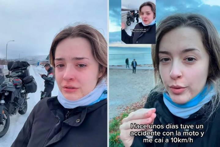 Influencer se graba llorando tras caída en moto a 10 km/h y la tunden en redes