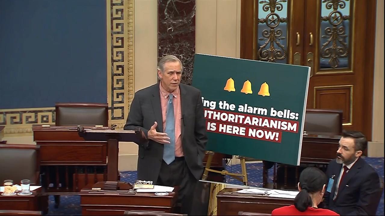 Democratic Sen. Merkley of Oregon stages marathon speech to protest Trump amid shutdown