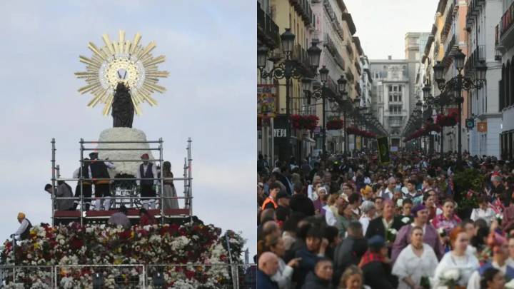 La Virgen del Pilar luce en Zaragoza su manto floral en una jornada multitudinaria