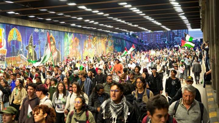 Violencia en Medellín: protesta pro-Palestina terminó en desmanes y con un concejal armado con bate