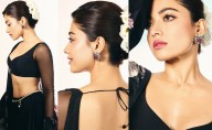 HOT: Rashmika Sizzles in Bold Black Saree Shoot!