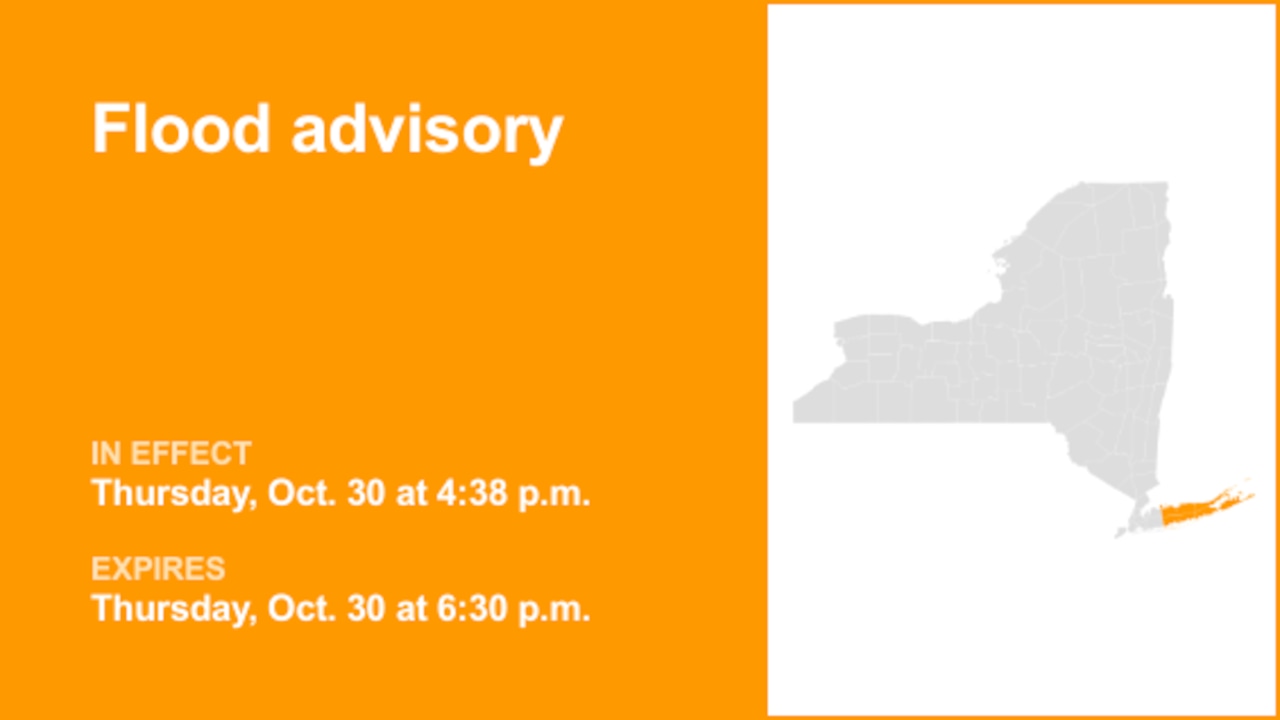 NY weather: Flood advisory active for Suffolk County Thursday evening triggered by prolonged rainfall