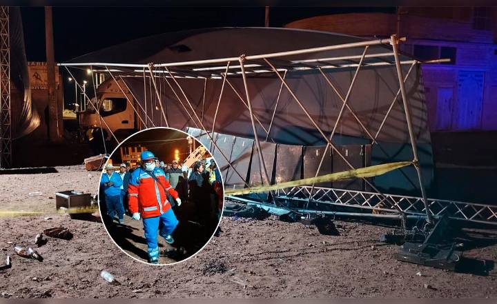 Un fallecido y tres heridos deja desplome de estructura sonora durante festividad en centro poblado de Juliaca