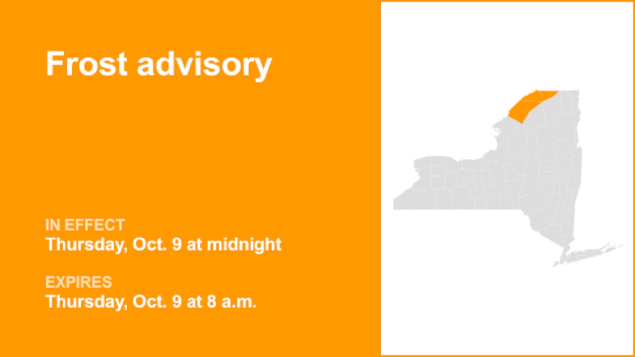 NY weather: Frost advisory affecting St. Lawrence and Franklin counties Thursday