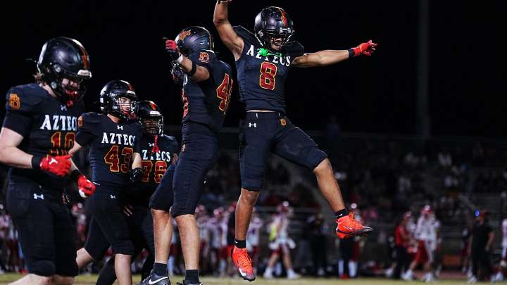 Palm Desert Aztecs football defeats the Palm Springs Indians 35