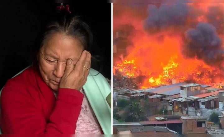 Mujer llora desconsolada al perder a su perro en incendio que consumió su casa en Pamplona Alta: "Era como mi hijo"