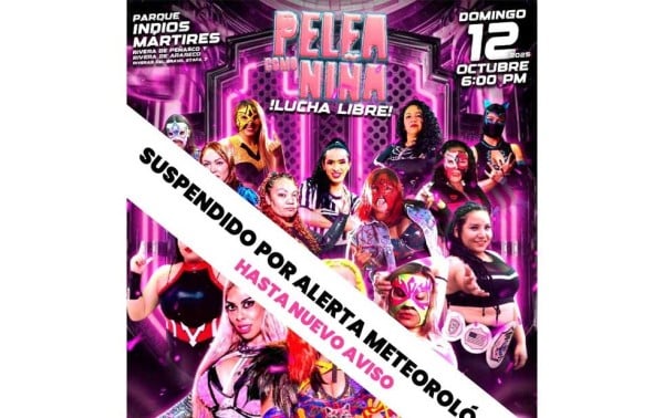 Suspenden evento “Pelea como niña” por pronóstico de tormentas