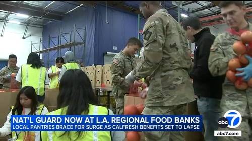 National Guard troops, deployed by Newsom, arrive at LA Regional Food Bank amid government shutdown
