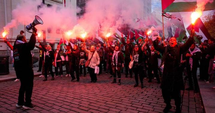 Pro-Palestinian protesters march to stadium before Norway's 5-0 World Cup qualifying win over Israel