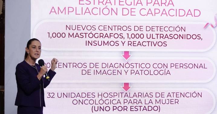 Sheinbaum anuncia modelo integral de atención al cáncer de mama con mil mastógrafos y ultrasonidos
