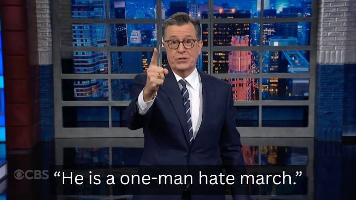 Stephen Colbert reacts to Trumps bizarre AI protest video