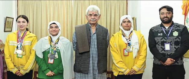 LG Manoj Sinha felicitates DPS Srinagar sportspersons for national, international achievements