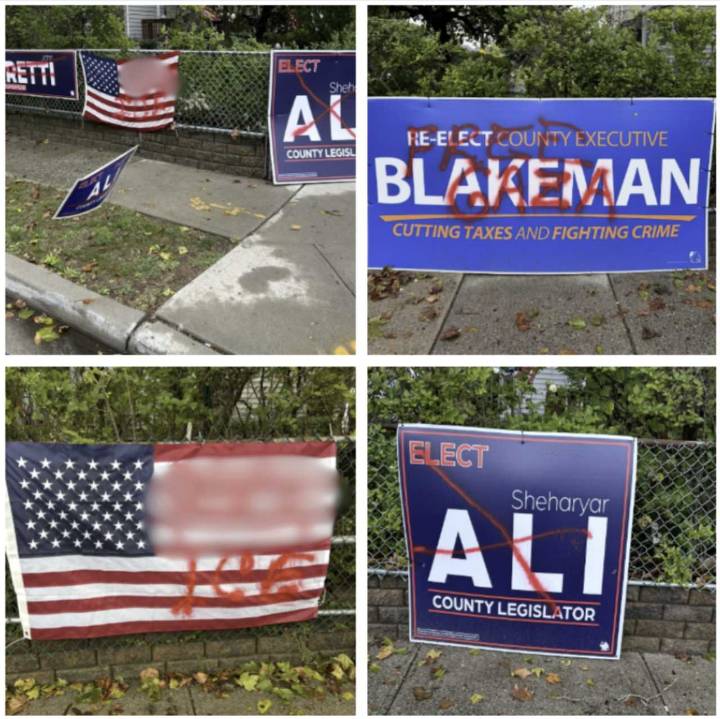 American Flags, Political Signs Defaced In Valley Stream: Nassau County Police