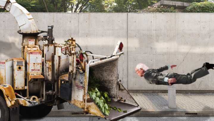 Bernie Sanders Leaps Into Wood Chipper To Reduce Carbon Footprint