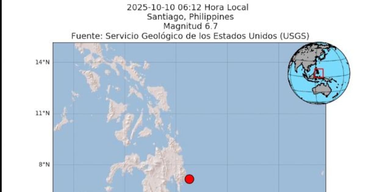 Fuerte sismo de magnitud 6.7 sacude el sur de Filipinas