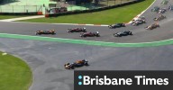First turn chaos as Verstappen runs wide