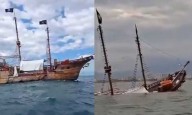 Se hunde en Puerto Vallarta el galeón «Marigalante», réplica de la Santa María