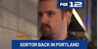 Talking to conservative influencer Nick Sortor outside Portland ICE building