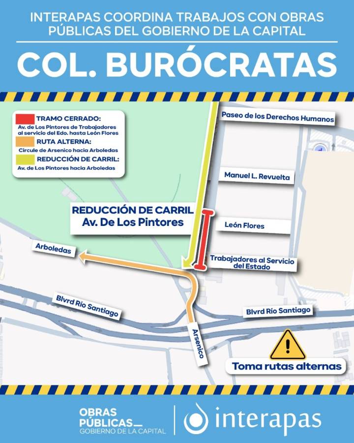 Interapas coordina trabajos con Obras Públicas del Gobierno de la Capital en la intervención de Av. de Los Pintores
