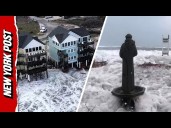 High Tide Slams North Carolina Shoreline Causing Coastal Flooding