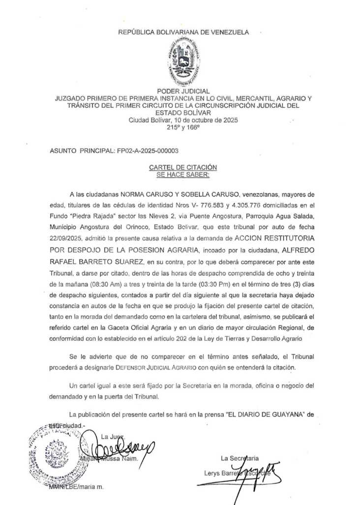 CARTEL DE CITACIÓN