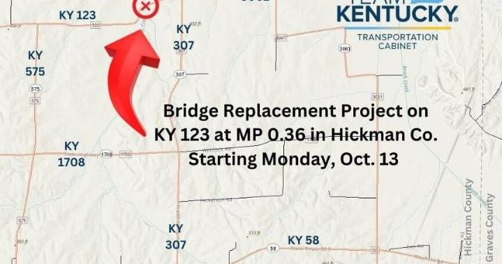 KY 123 bridge in Hickman County to close for replacement Monday