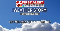 Forecast: Staying warm and mostly dry, very slight rain chances