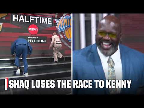 Shaq trips while racing Kenny to the screen 🤣