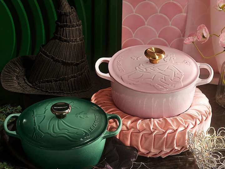 I can’t believe the Le Creuset pink Glinda Dutch oven hasn’t sold out yet. Shop the magical Wicked collection now