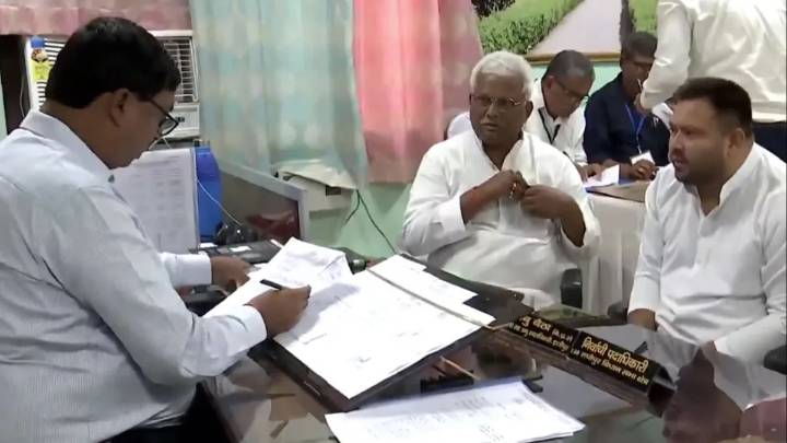 Sanjay-Vijay-Lalan ruined JD(U), says Tejashwi after filing nomination from Raghopur