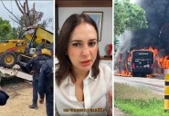 Invasores atacan e incendian camión policíaco durante operativo en Playa del Carmen
