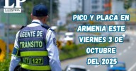 Pico y placa en Armenia (Quindío) este viernes, 3 de octubre del 2025