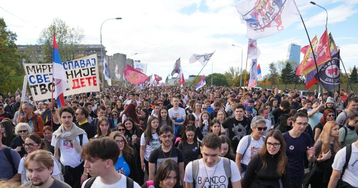 Serbia youth lead thousands on march for weekend rally marking deadly canopy collapse last year