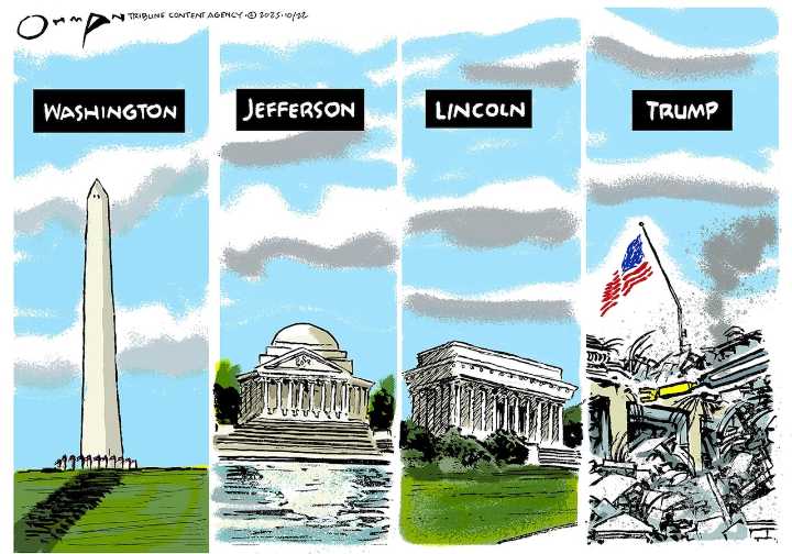 White House demolition, ‘No Kings’ response: Editorial cartoons for Oct. 26, 2025