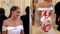 Woman Attending Ultra-Exclusive Gala For The Elite In Expensive Designer Dress Lectures Nation On Inequality