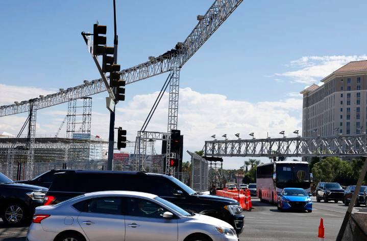 Las Vegas Grand Prix circuit set up heading down final stretch 